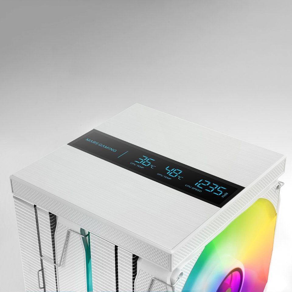 Refrigeración Cpu A-Rgb Mcpu-Lcd Pro Blanco Mars Gaming Lcd / 120 Mm Argb / 6 Heatpipes / Tdp 300w / Intel & Amd
