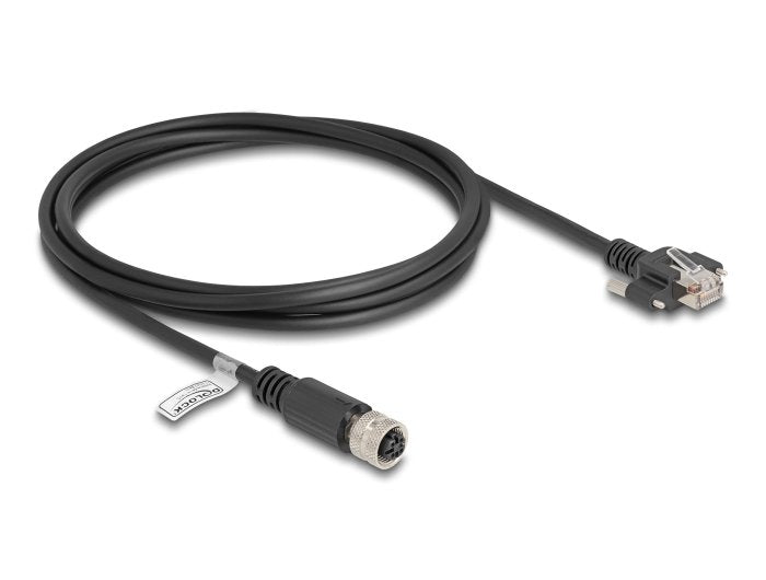 Delock M12 Cable D-Kodiert 4 Pin Hembra A Rj45 Macho Cat.5e Ftp 2 M Negro