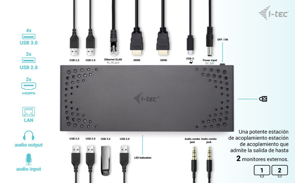 I-Tec Usb 3.0 / Usb-C / Thunderbolt Dual Display Docking Station + Power Delivery 85w