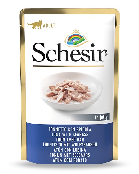 Comida Húmeda Para Gatos Schesir In Jelly Tuna With Seabass 85 G