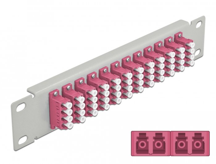 Delock 66800 Panel De Conexión De Fibra Óptica De 10" De 12 Puertos Lc Quad Violeta 1u Gris