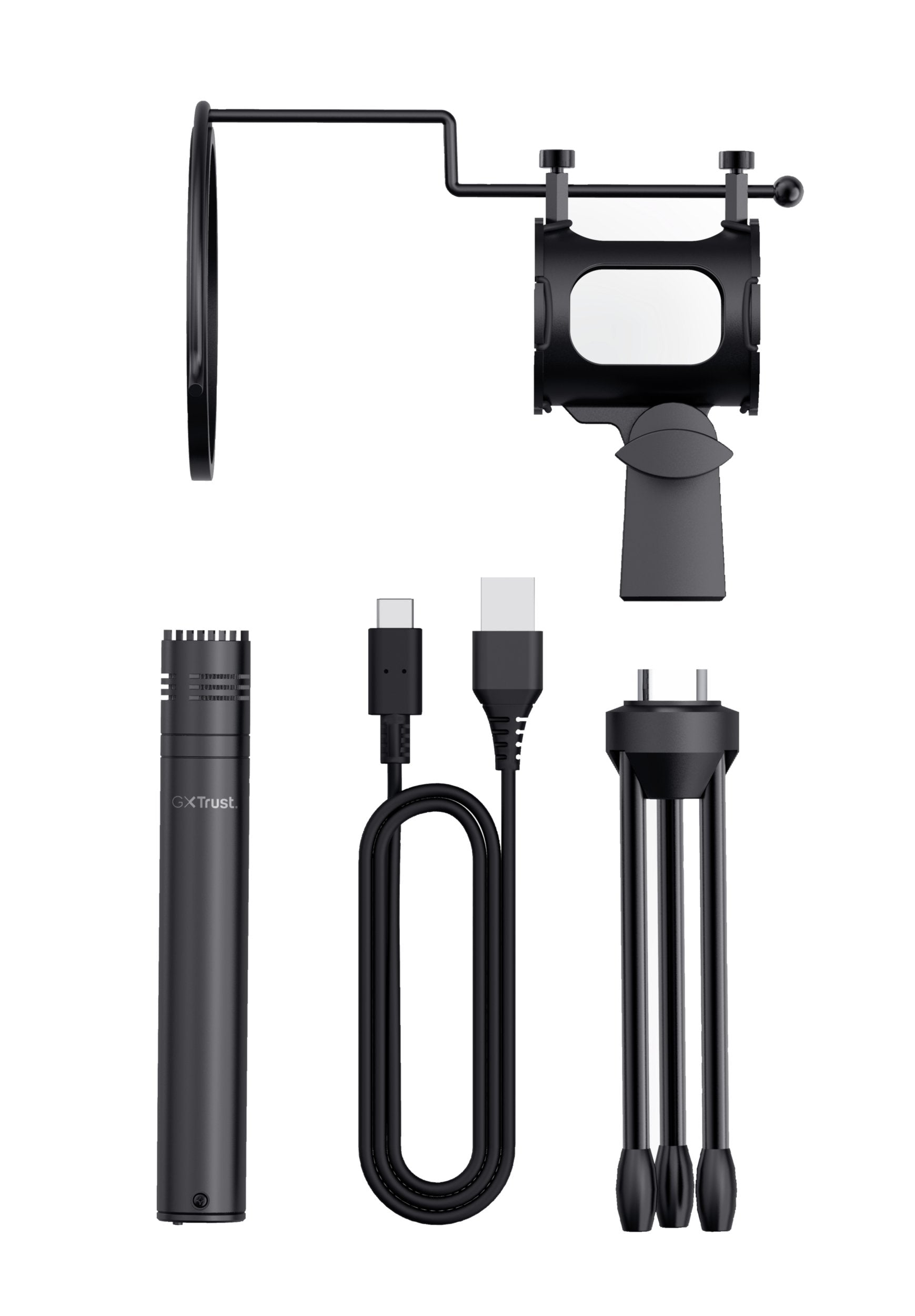 Microfono Trust Gxt 241 Velisca - Patron Cardiode - Incluye Tripode Y Filtro Rejilla - Mute En Parte Trasera - Usb 24182