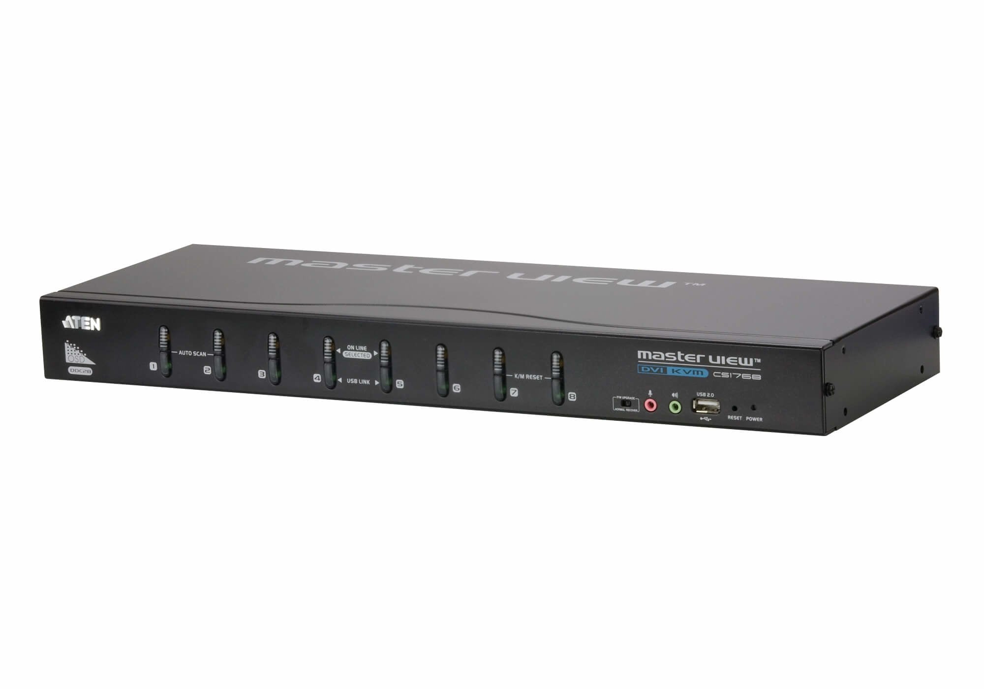 Switch Kvm, 8 Puertos, Aten Cs1768, Usb, Dvi, Audio, 48,26cm (19") 1u