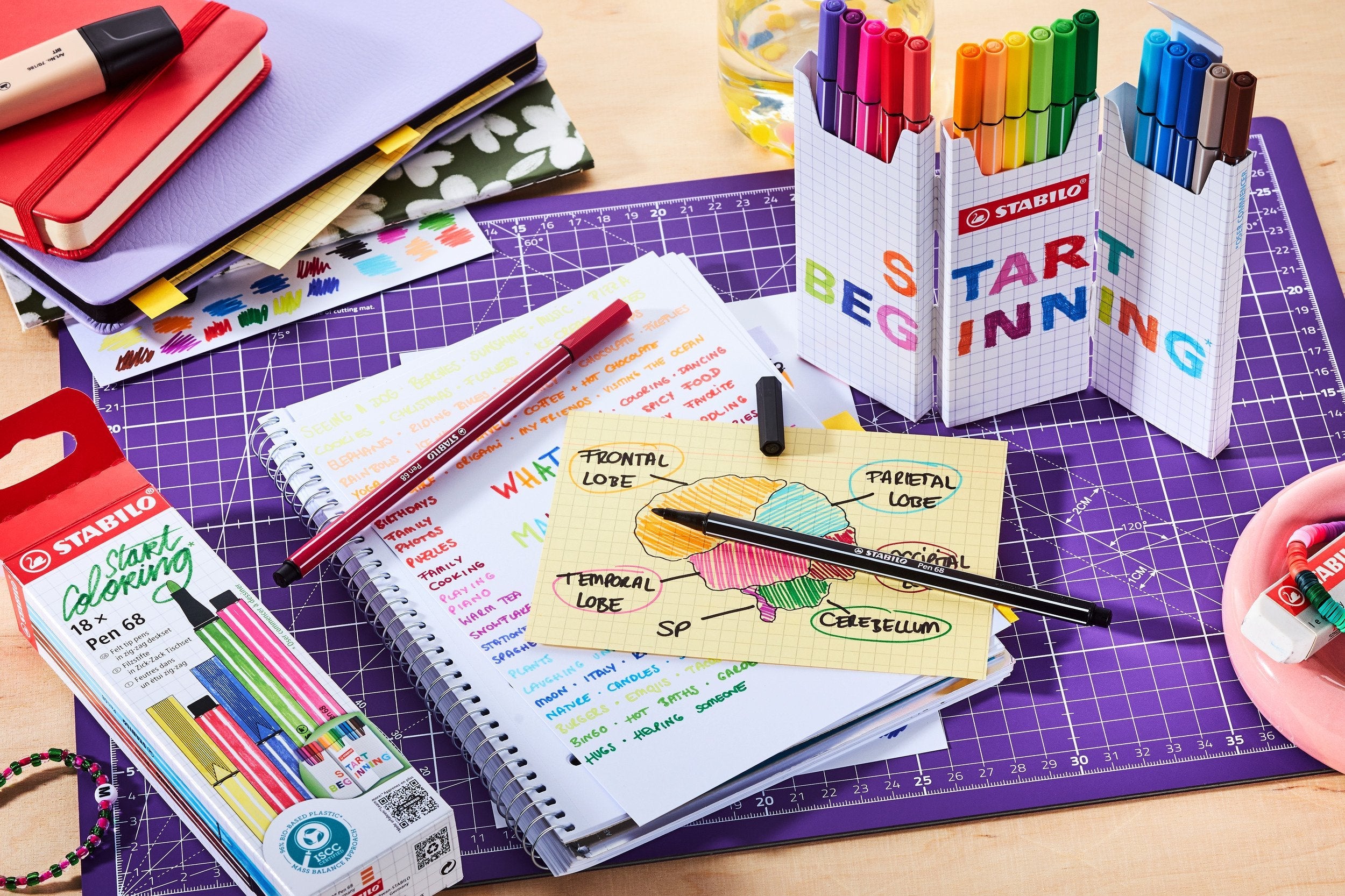 Stabilo Pen 68 Pack De 18 Rotuladores De Punta De Fibra - Trazo De 1mm Aprox. - Tinta Con Base De Agua - Colores