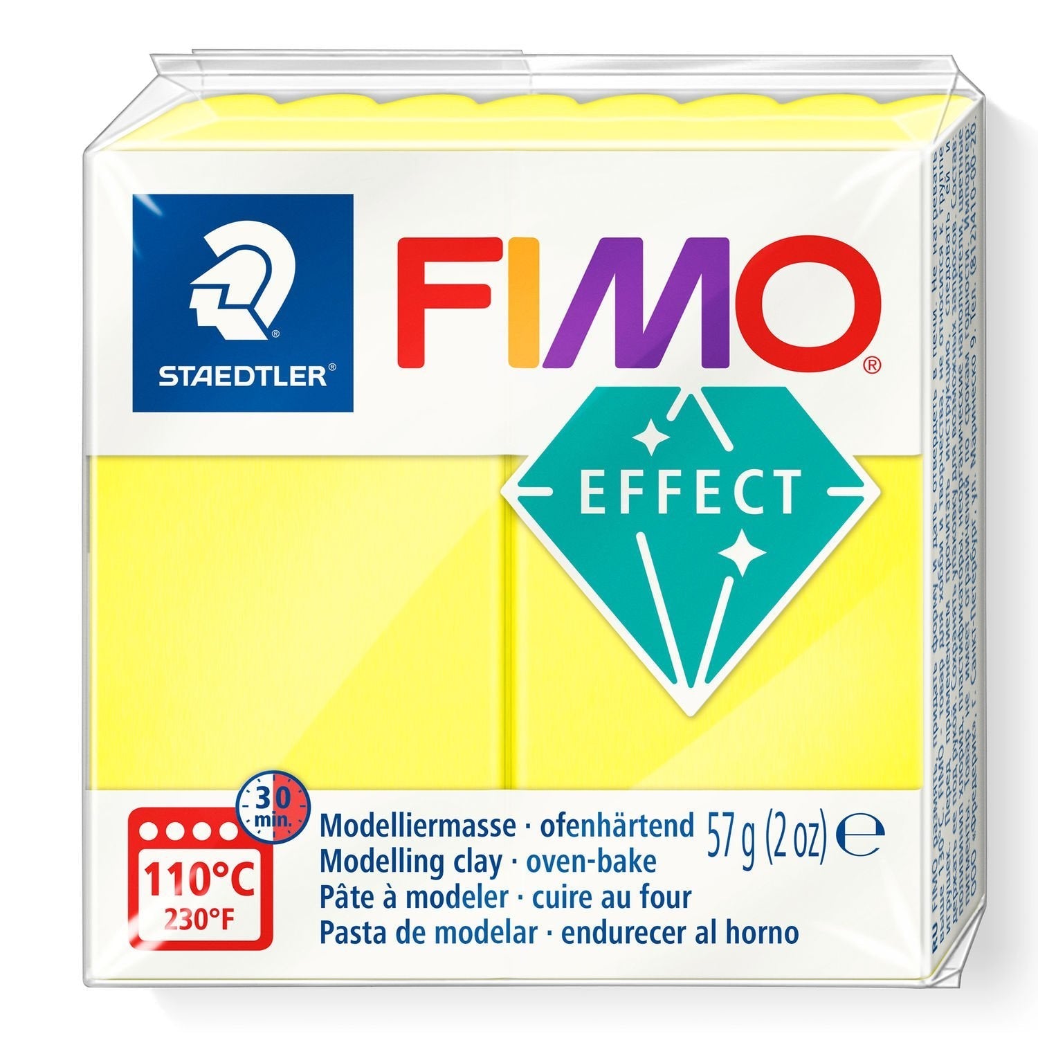 Pasta De Modelar De Endurecimiento Al Horno Staedtler Fimo Leather Effect/ 57g/ Amarillo Neón