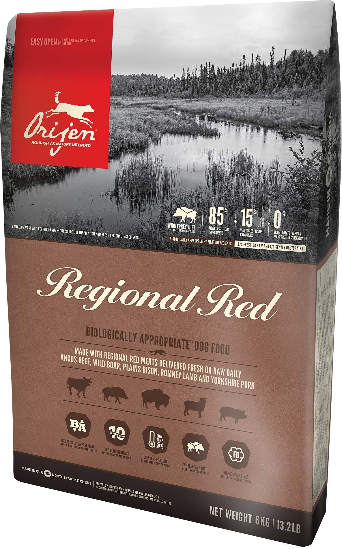EAN 64992184605 - Orijen Regional Red 6 kg Adulto Ternera, Cordero, Cerdo imagen 1