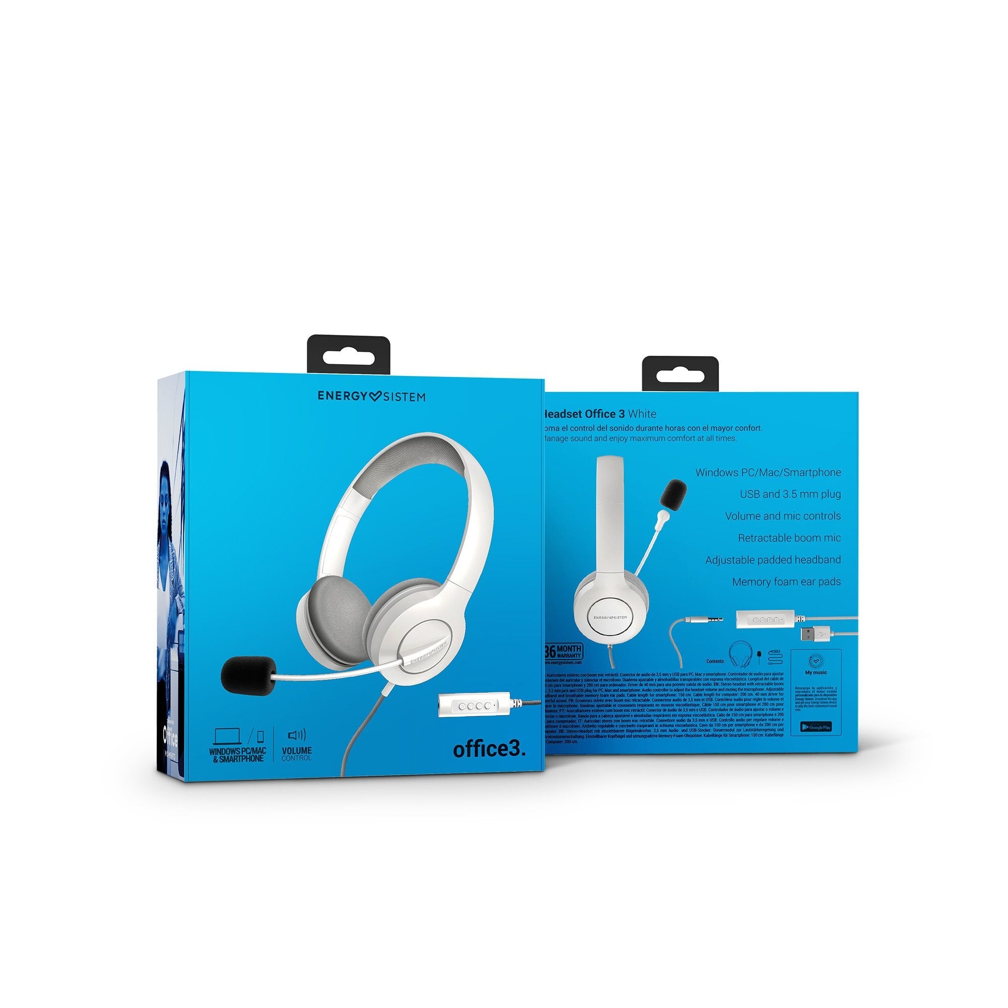 EAN 8432426452156 - Energy Sistem 452156 auricular y casco Auriculares Alámbrico Diadema Llamadas/Música USB tipo A Blanco imagen 7