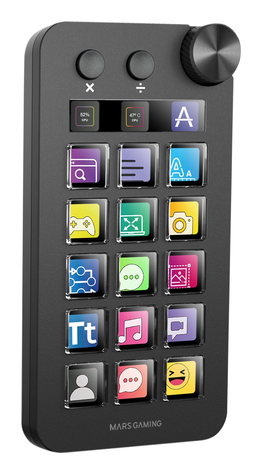 Control Deck Mars Gaming Msd-Neo 15 Teclas Lcd 1 Rueda 2 Botones Negro