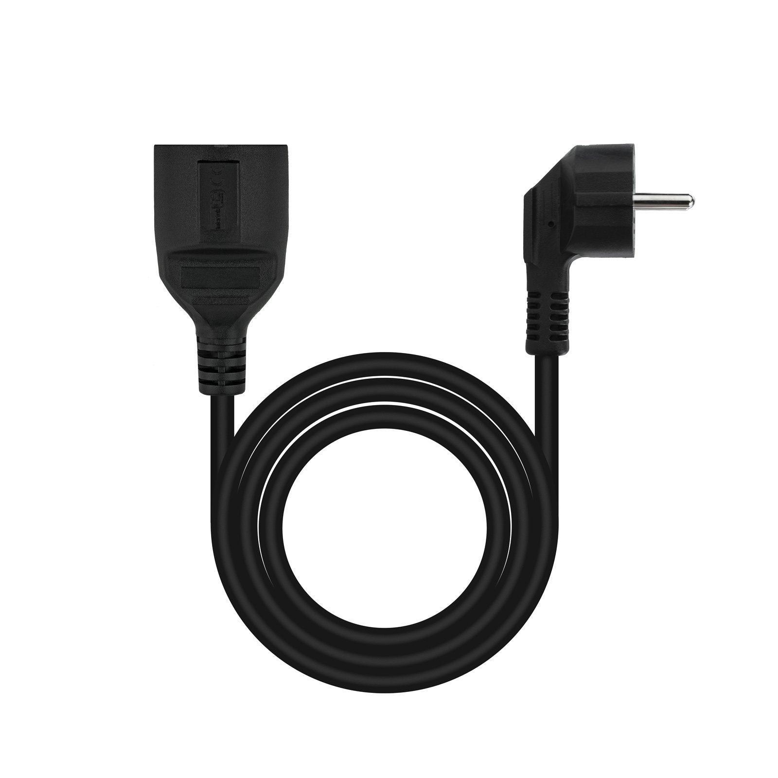 Nanocable Cable De Alimentacion Alargador Cee7 Acodado Macho A Cee7 Hembra 10m