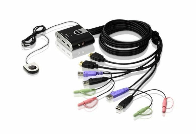 Switch Kvm, 2 Vías, Aten Cs692, Hdmi, Usb, Audio, Cables Integrados, Remoto