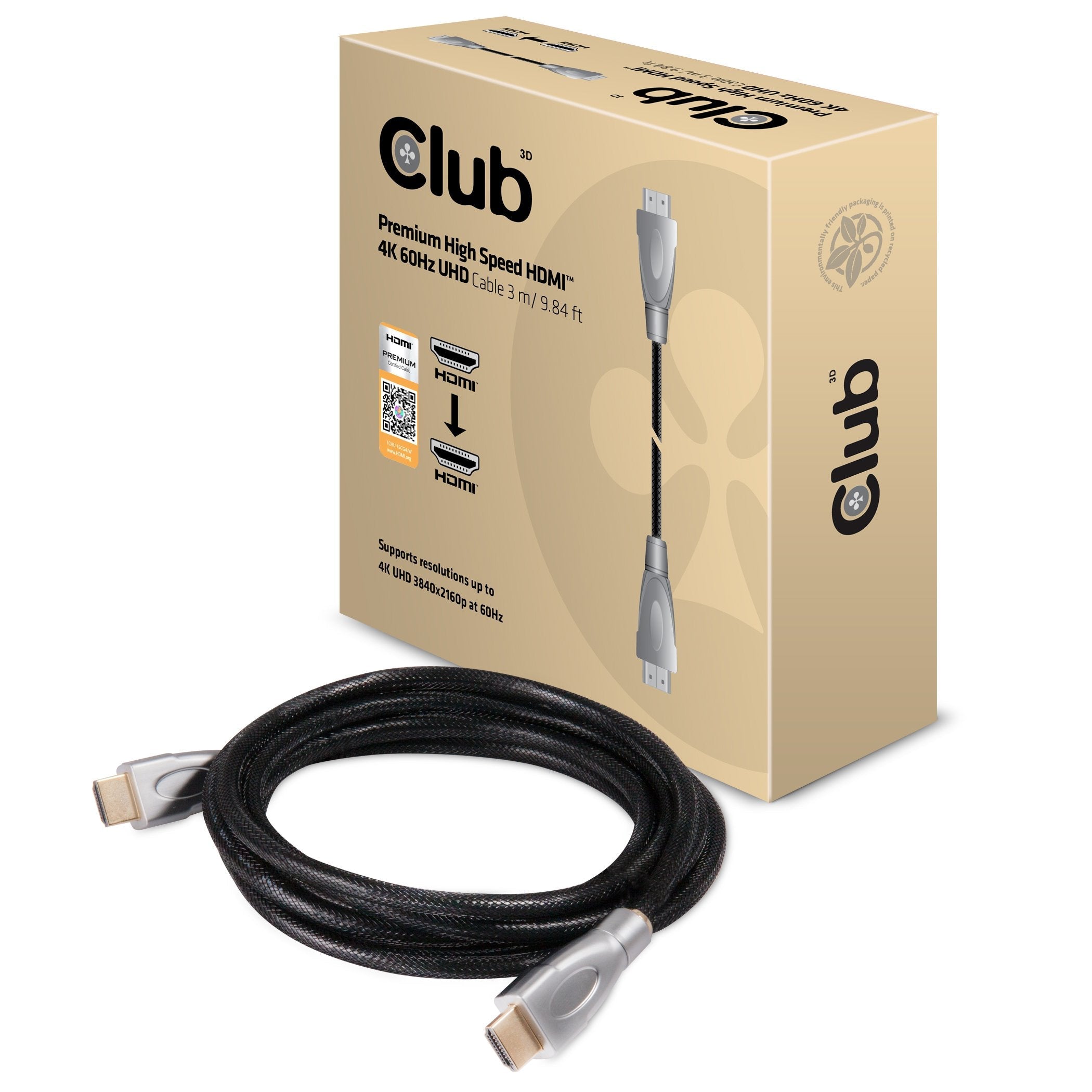 EAN 0841615100569 - CLUB3D HDMI™ 2.0 High Speed Cable 3Meter UHD 4K/60Hz cable HDMI 3 m HDMI tipo A (Estándar) Negro, Plata imagen 2