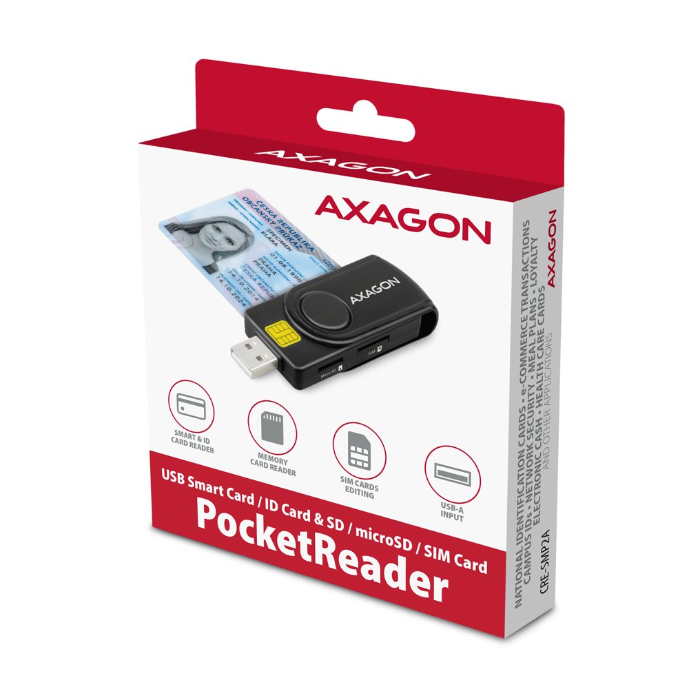 EAN 8595247906953 - Axagon CRE-SMP2A USB Smart card & SD/microSD/SIM PocketReader lector de tarjeta inteligente Interior USB imagen 9