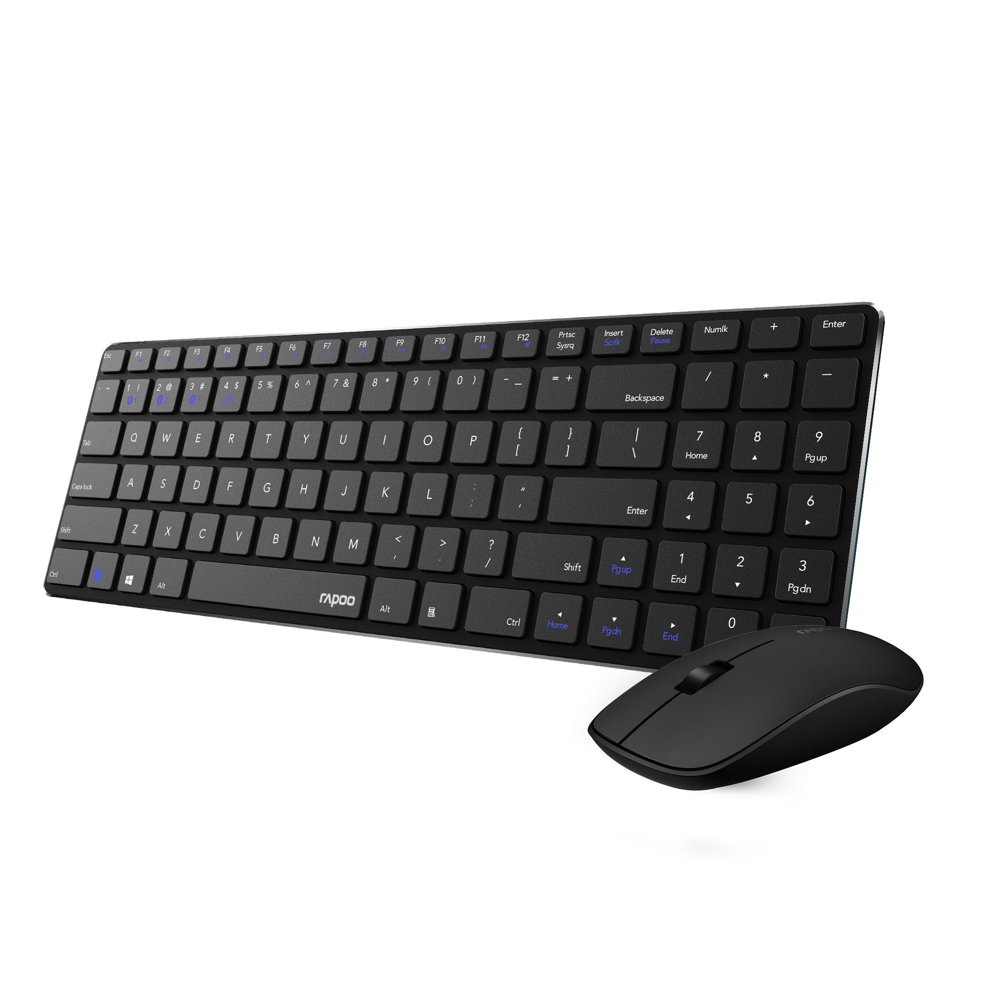 Teclado Rapoo Wireless Y Bluetooth E9300m Portugues 2.4ghz Bt 3.0 4.0 DiseãO Ultrafino Negro