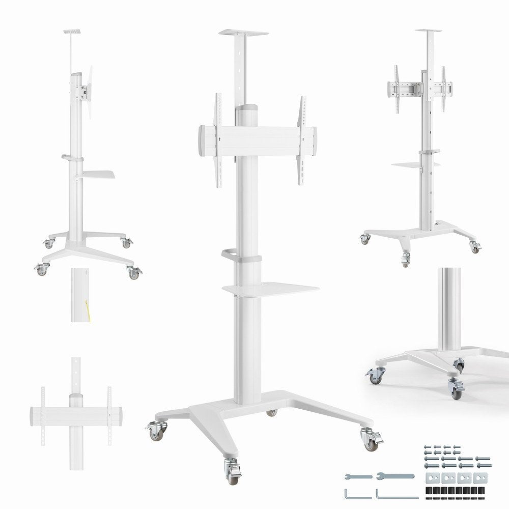 Gembird Aluminum Tv Floor Stand With Caster Wheels 37-70" White