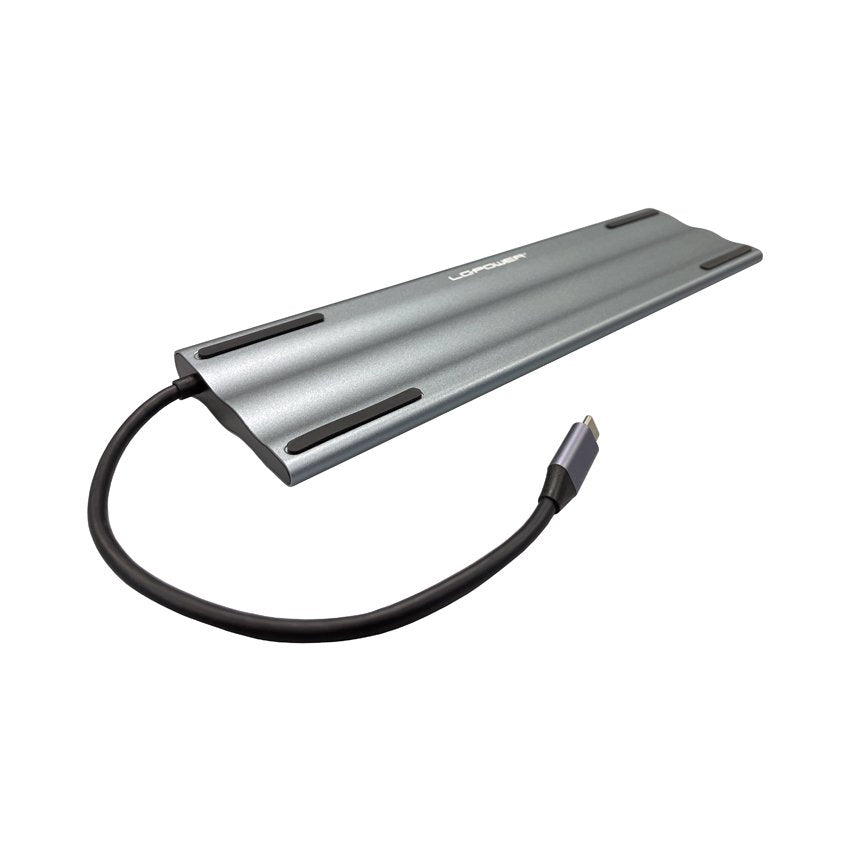 Lc-Power Lc-Hub-C-Multi-8 Base Para Portátil Y Replicador De Puertos Alámbrico Usb 3.2 Gen 1 (3.1 Gen 1) Type-C Negro, Plata