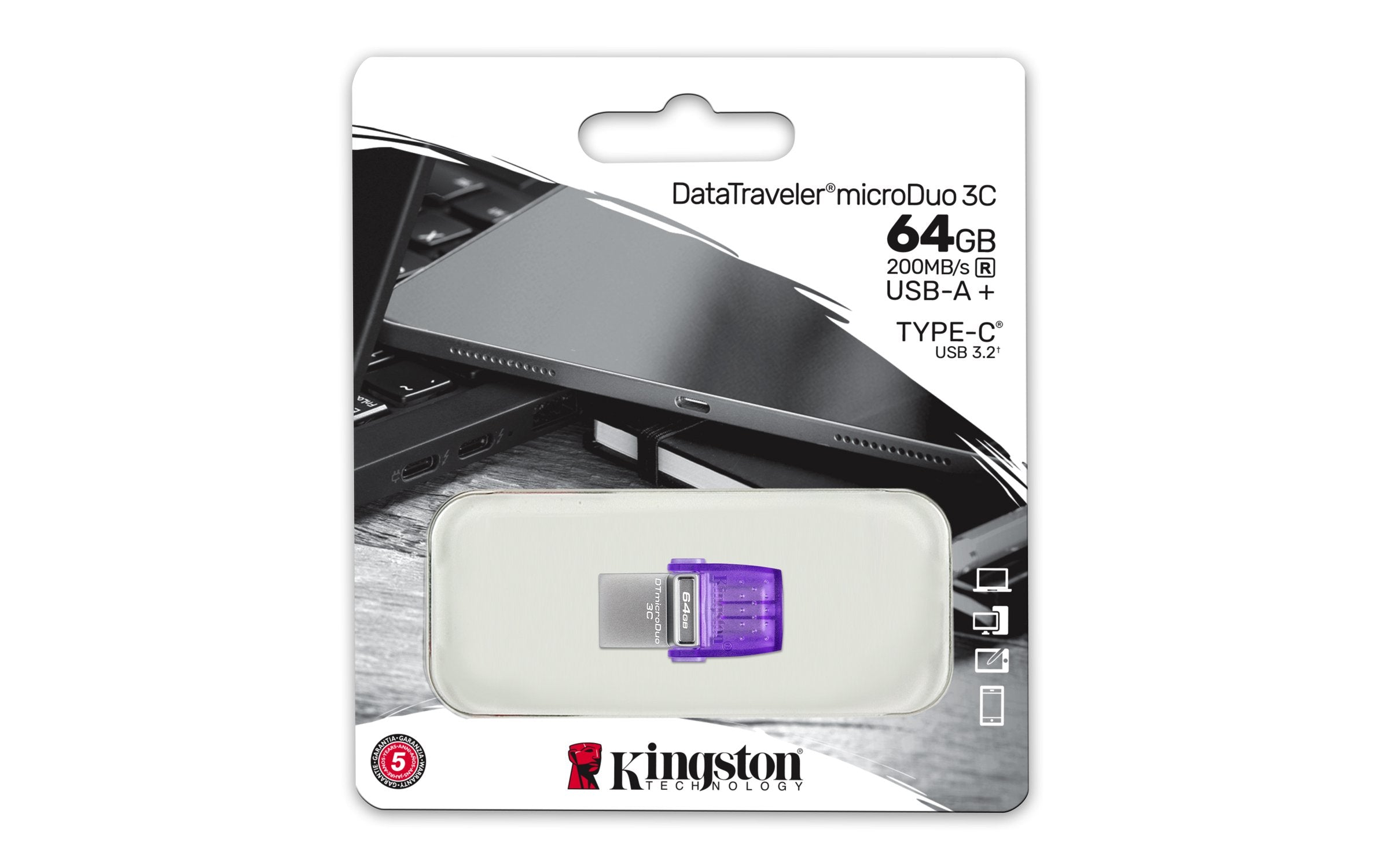 Pendrive Kingston Datatraveler Microduo 3c 64gb Usb3.2