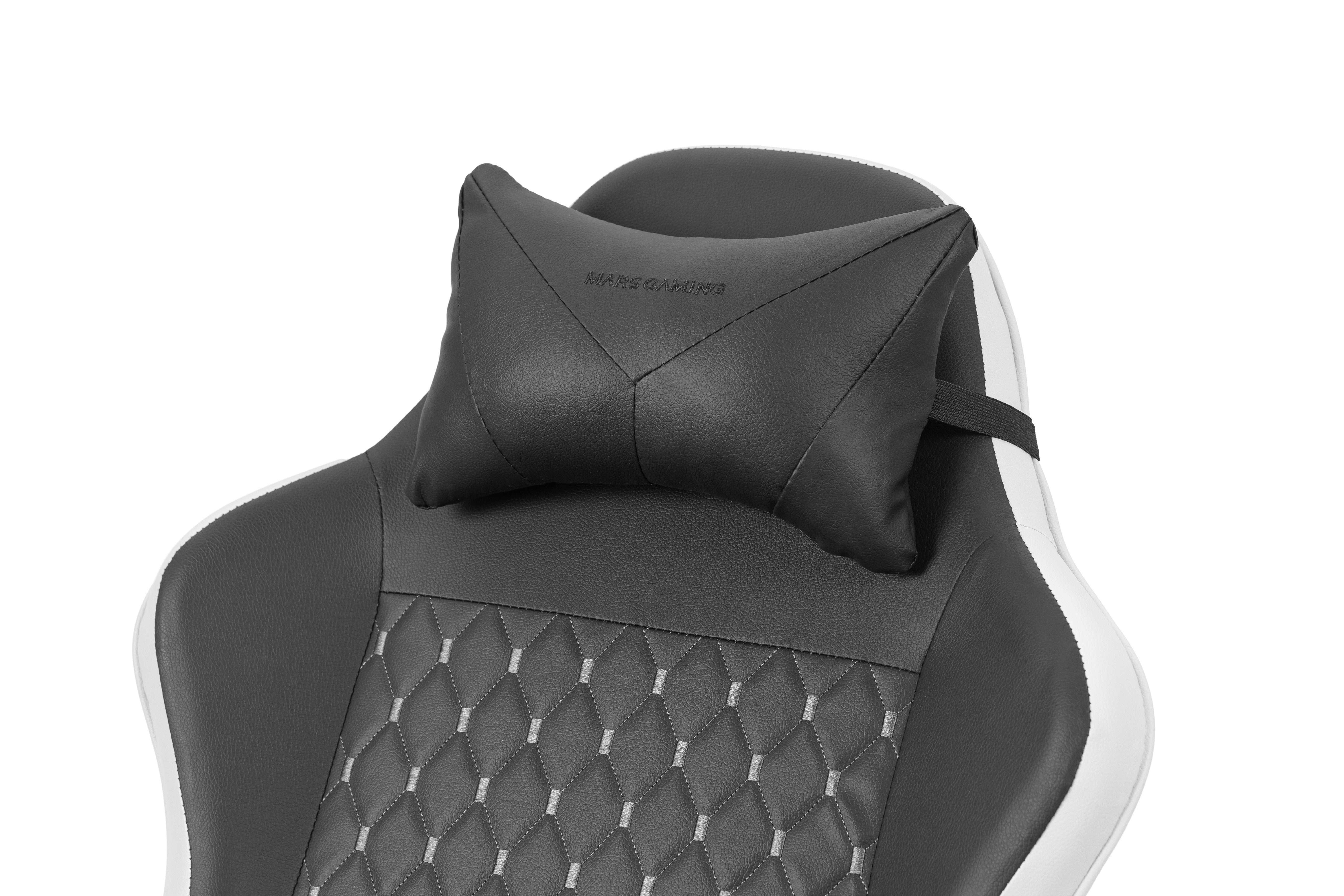 Silla Gamer Mars Gaming Mgcxbbl Negra Y Blanca Reclinable Reposabrazos Ajustable Reposapies Cojines