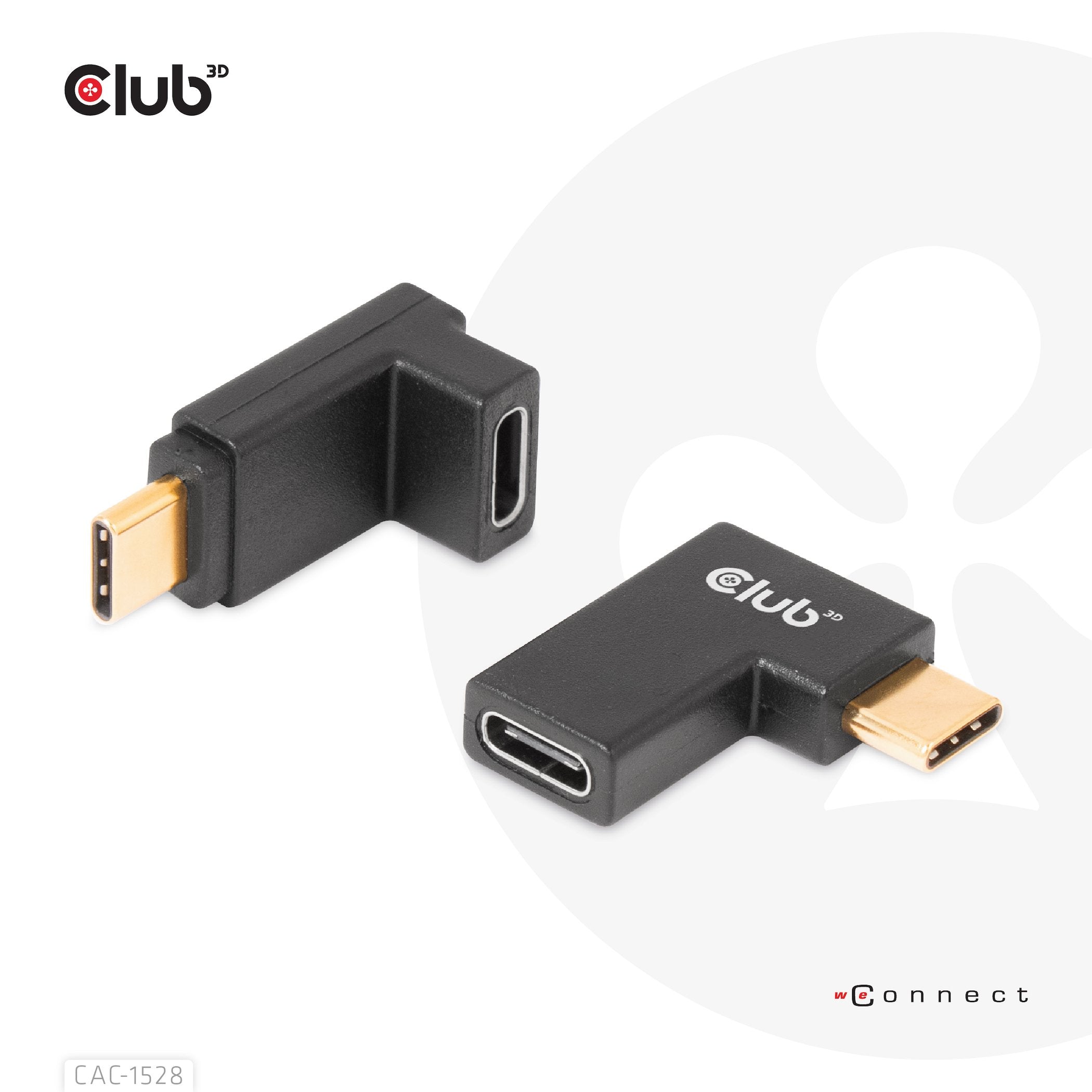 Adaptador Club3d Usb 3.2 Tipo C <> Usb 3.2 Tipo C En Ángulo M/H Retail