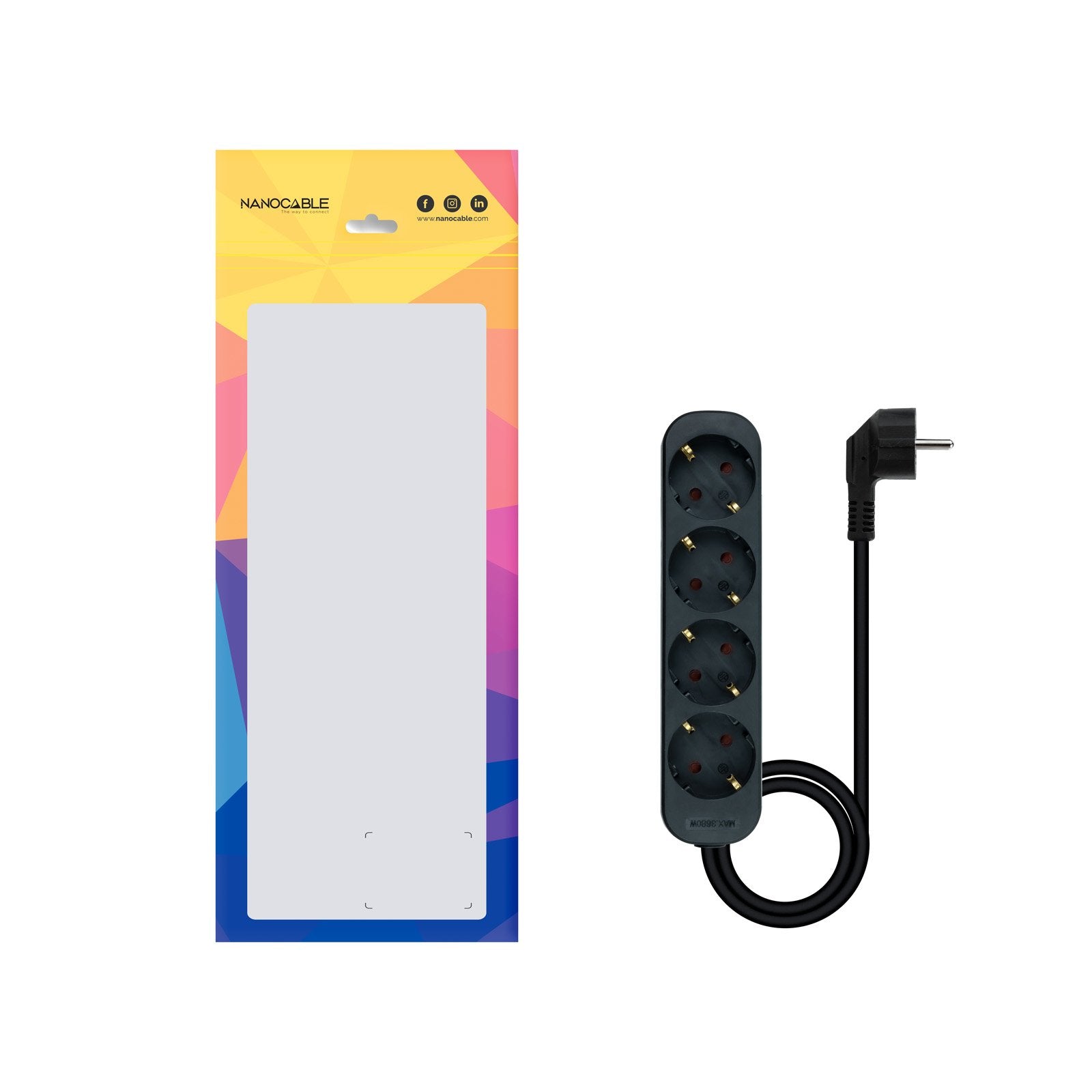 Nanocable Regleta 4 Tomas - 1.4m - Negro