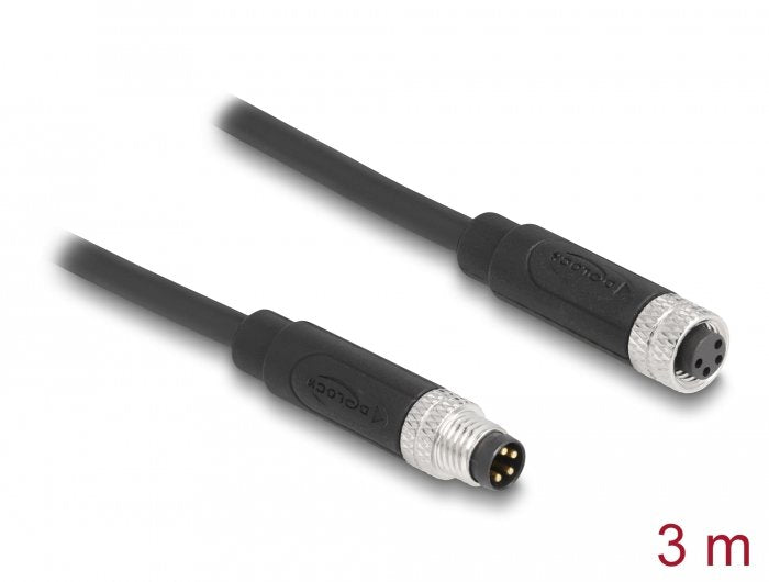 Delock M8 4 Pin Cable A-Kodiert Stecker Zu Buchse Pur (Tpu) 3 M