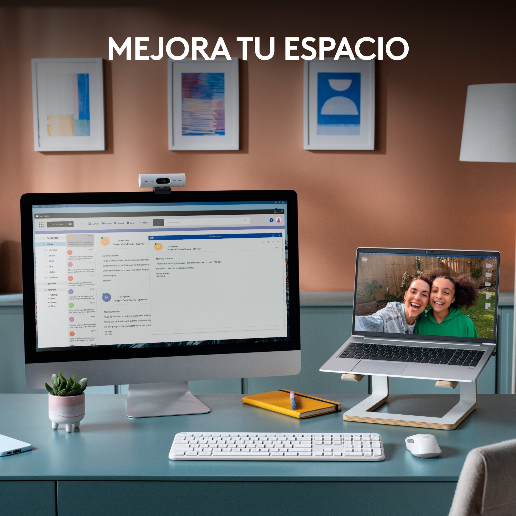 EAN 5099206120327 - Logitech 920-012596 teclado Ratón incluido Oficina RF Wireless + Bluetooth QWERTY Español Blanco imagen 10