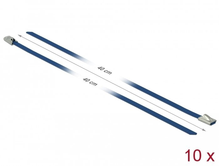 Delock Bridas De Acero Inoxidable L 400 X B 4,6 Mm Azul10 Piezas