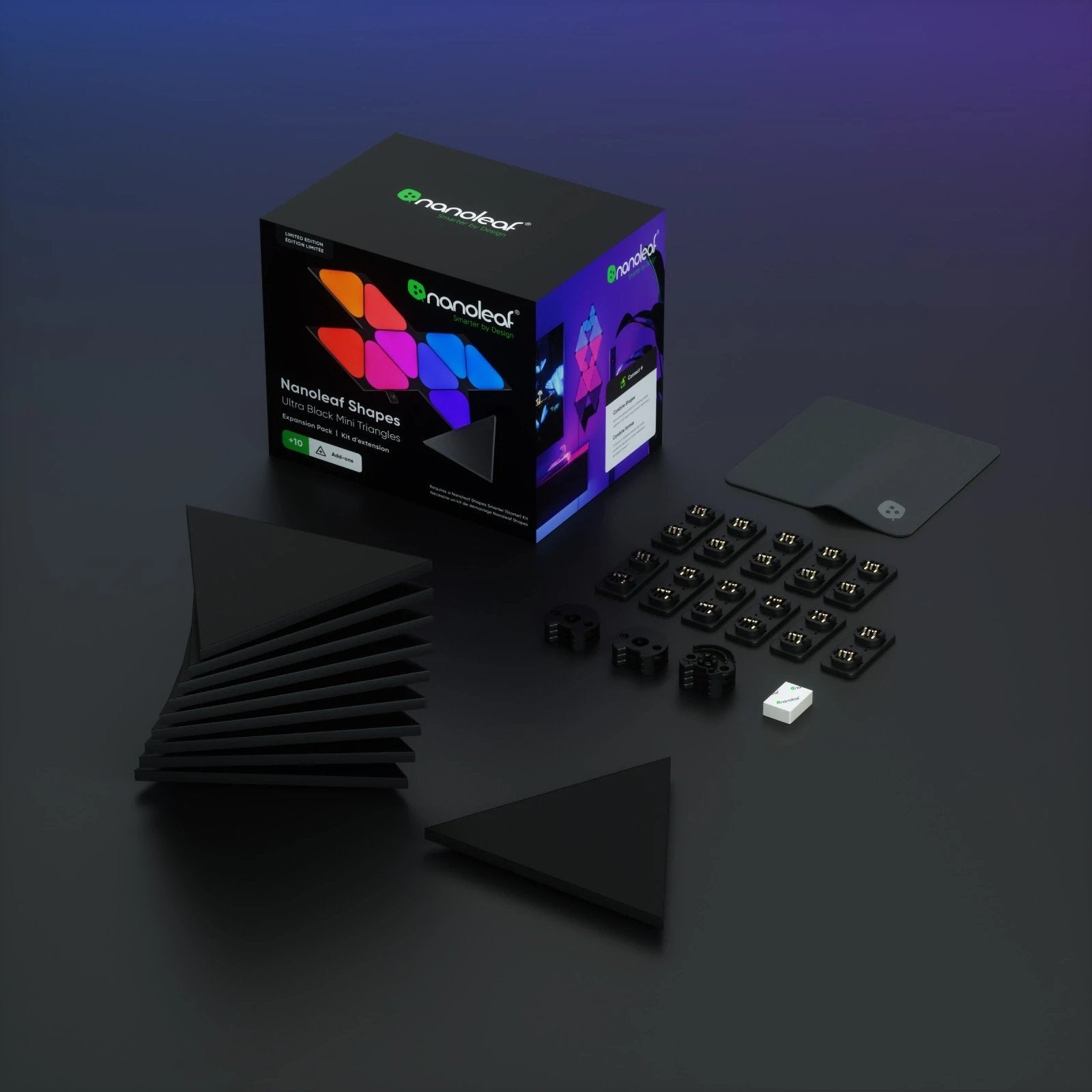 Nanoleaf Shapes Mini Triangles Ultra Negro Expansion 10 Pk