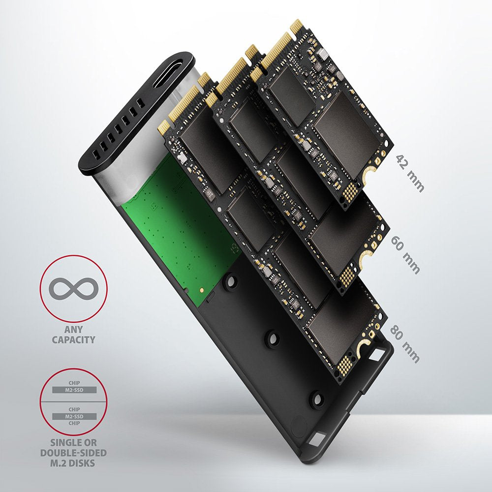 EAN 8595247906311 - Axagon EEM2-SBC externes Gehäuse für M.2 SSDs USB-C 3.2 Gen 2 - schwarz Caja externa para unidad de estad imagen 9