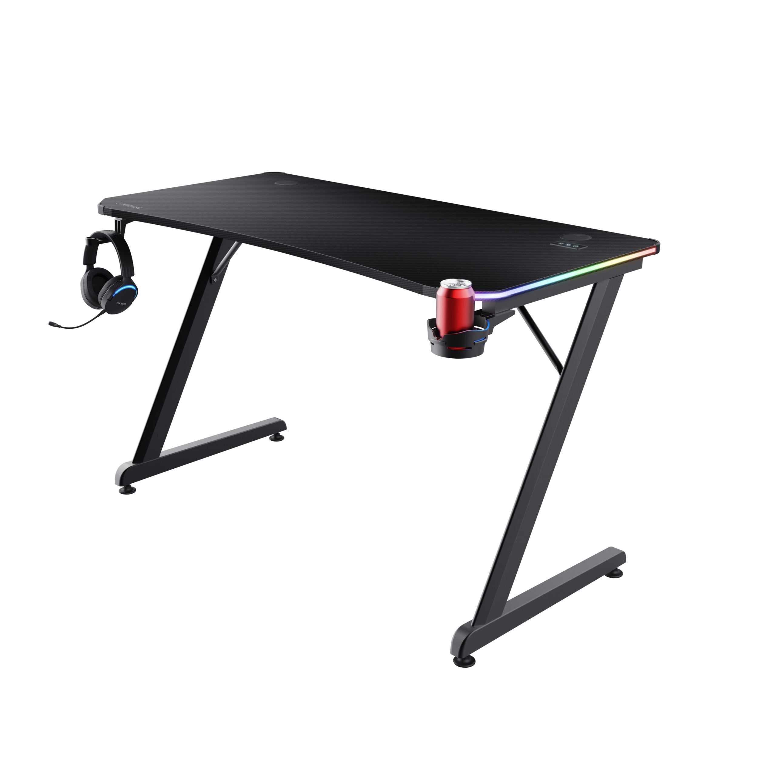 Mesa Gaming Gxt 709 Luminus Rgb Negro Trust Máximo 150kg/ 120 X 60 X 74cm/ Control De Iluminación