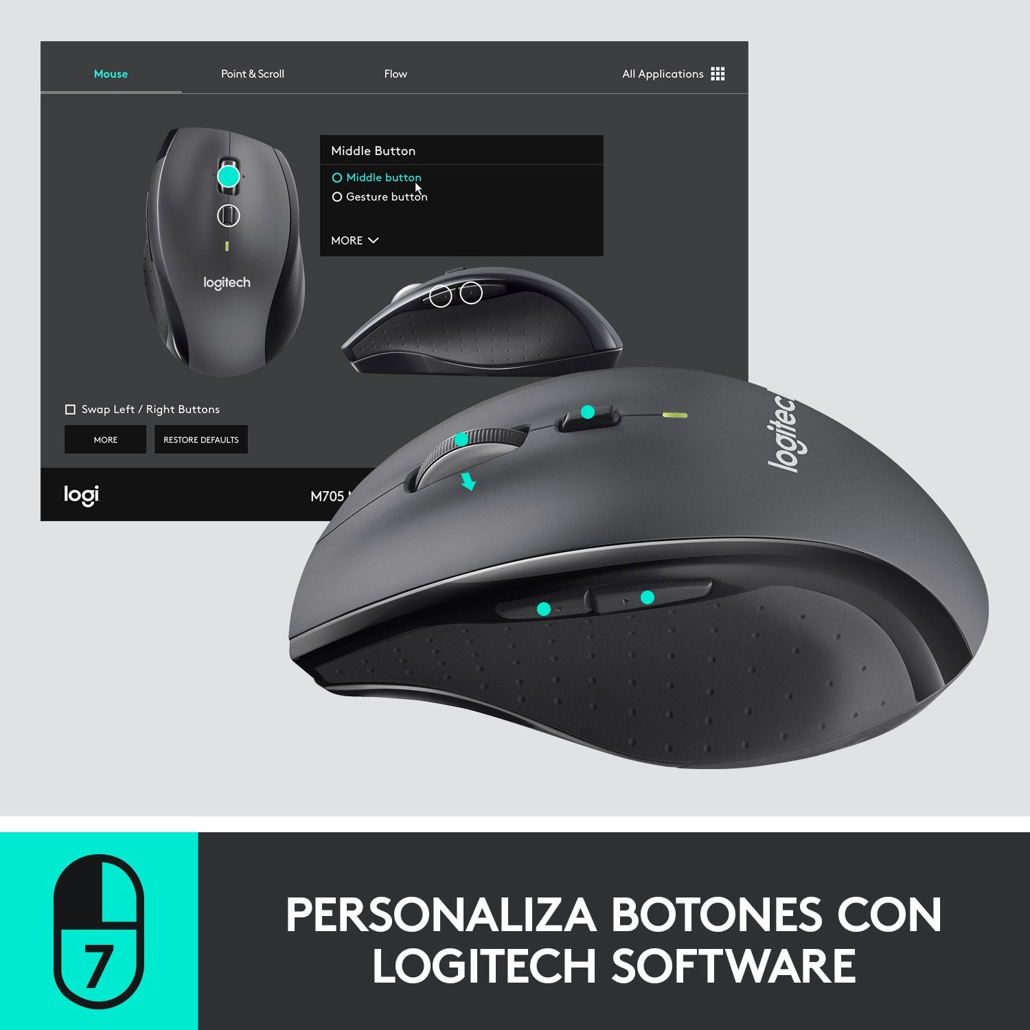 EAN 5099206023901 - Logitech Marathon M705 ratón Oficina mano derecha RF inalámbrico Óptico 1000 DPI imagen 11