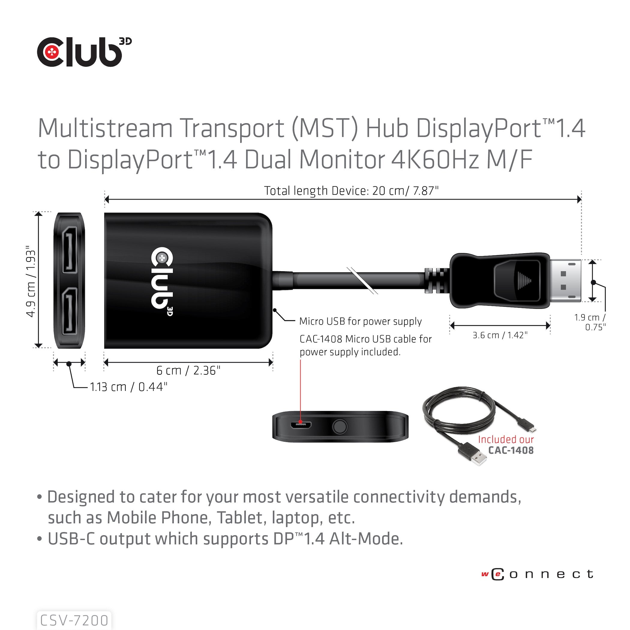EAN 8719214471927 - CLUB3D Multi Stream Transport (MST) Hub DisplayPort 2x DisplayPort imagen 6