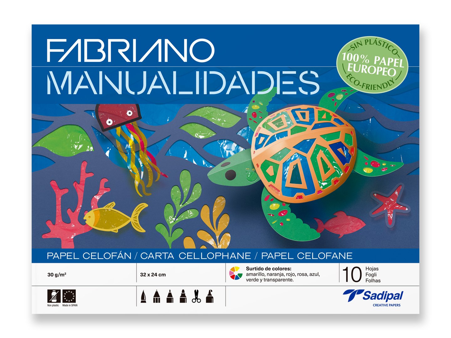 Sadipal Papeles Surtidos Para Manualidades 32x24cm Pack 42 Hojas Colores
