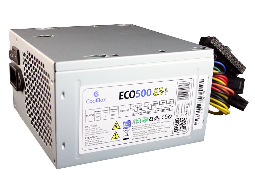 EAN 8437013799713 - CoolBox ECO500 85+ unidad de fuente de alimentación 300 W 20+4 pin ATX ATX Gris imagen 4