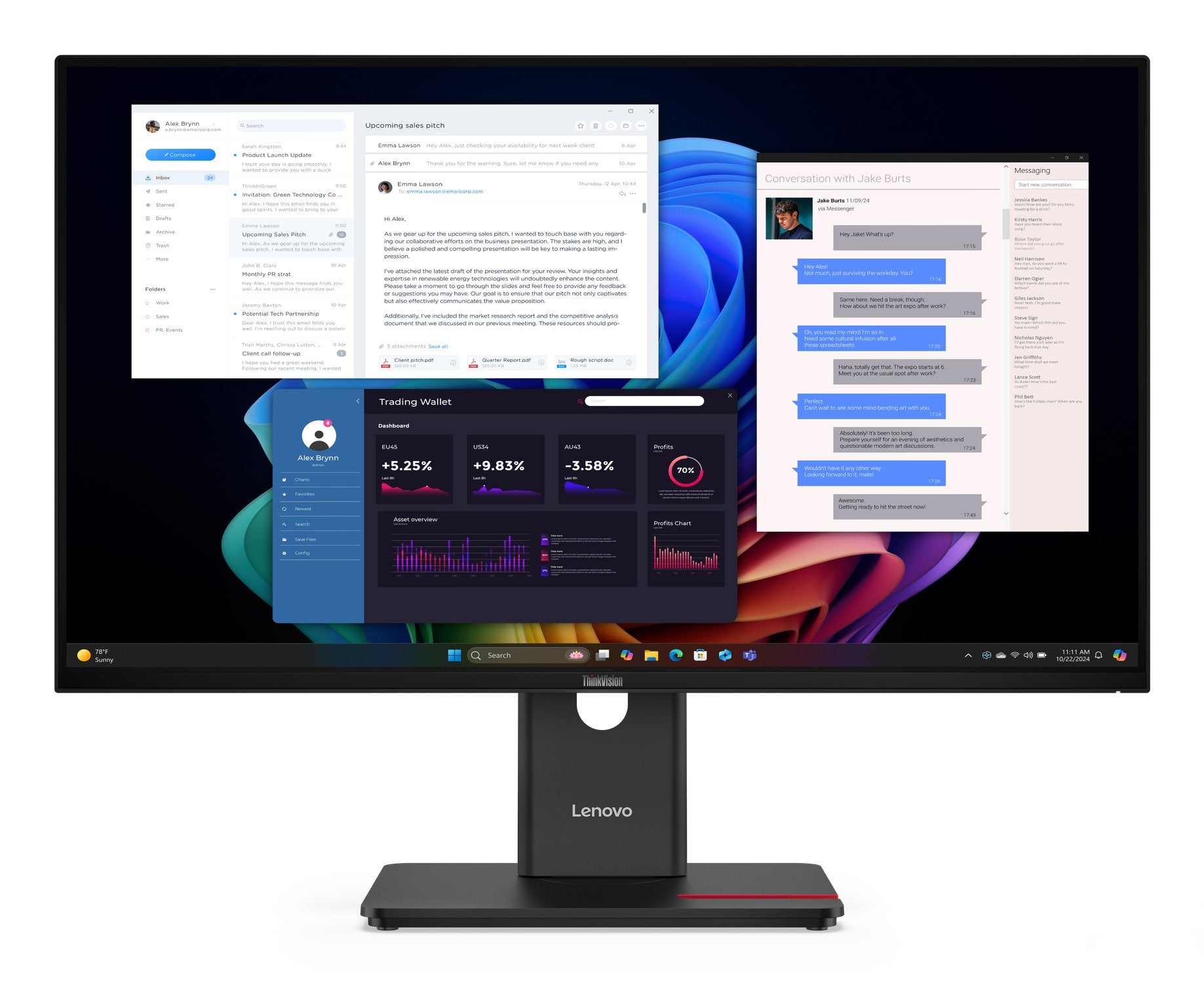 EAN 0198156725981 - Lenovo ThinkVision T27UD-40 pantalla para PC 68,6 cm (27") 3840 x 2160 Pixeles 4K Ultra HD LCD Negro imagen 1