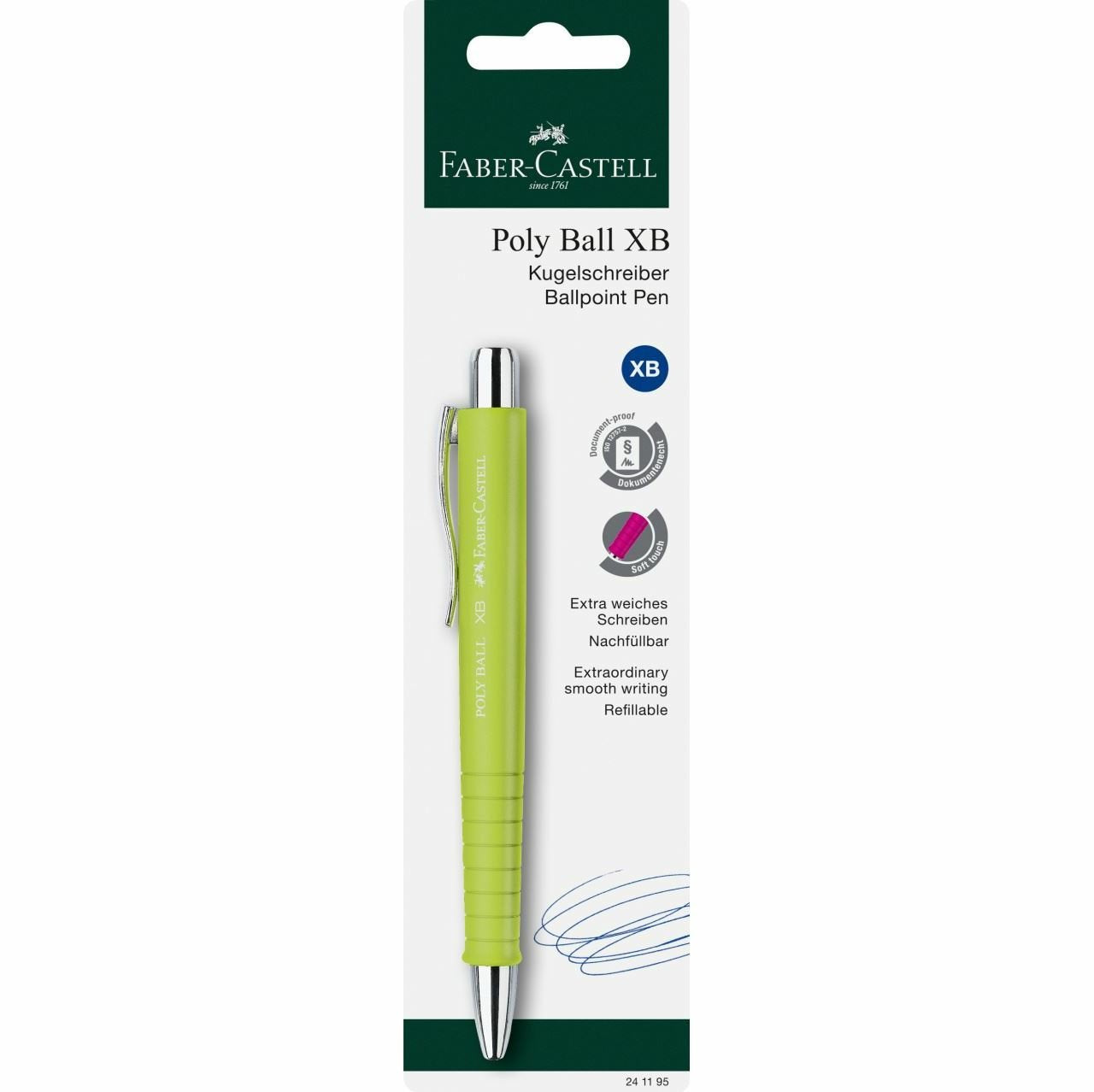 EAN 4005402411955 - Faber-Castell 241195 bolígrafo Azul Bolígrafo de punta retráctil con pulsador Extra-grueso imagen 1