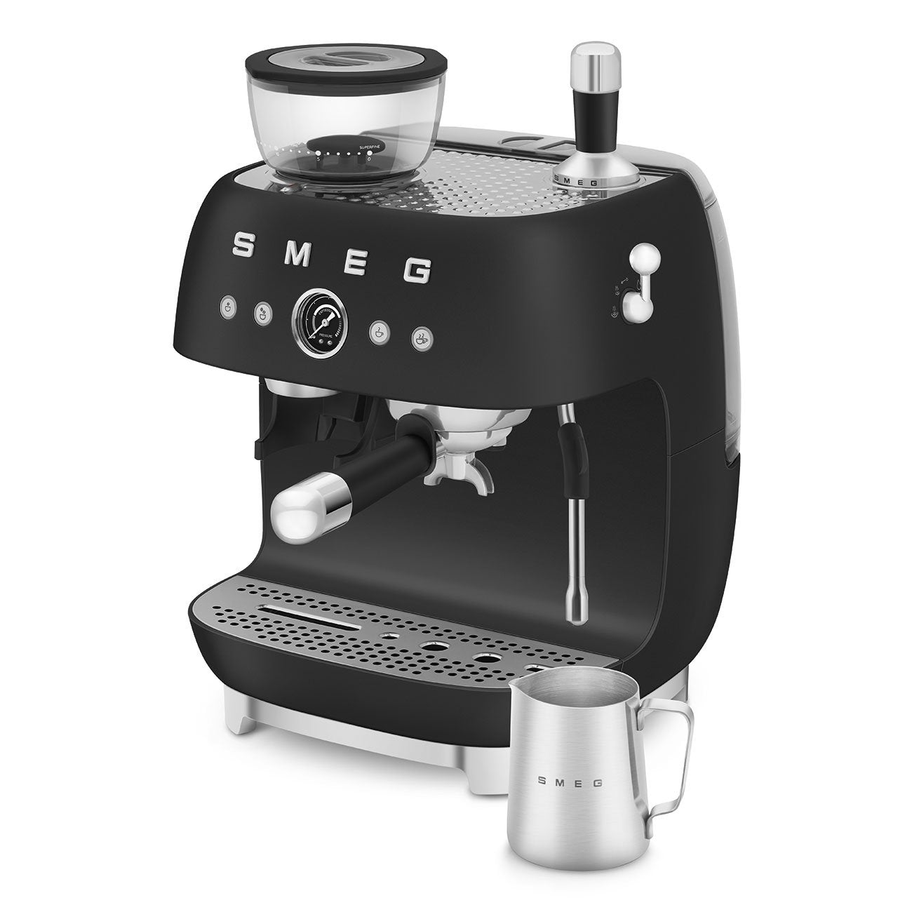 Smeg Kaffeemaschine Man. Mahlwerk Egf03blmeu, Thermoblock, Dampfdüse, 1l,...