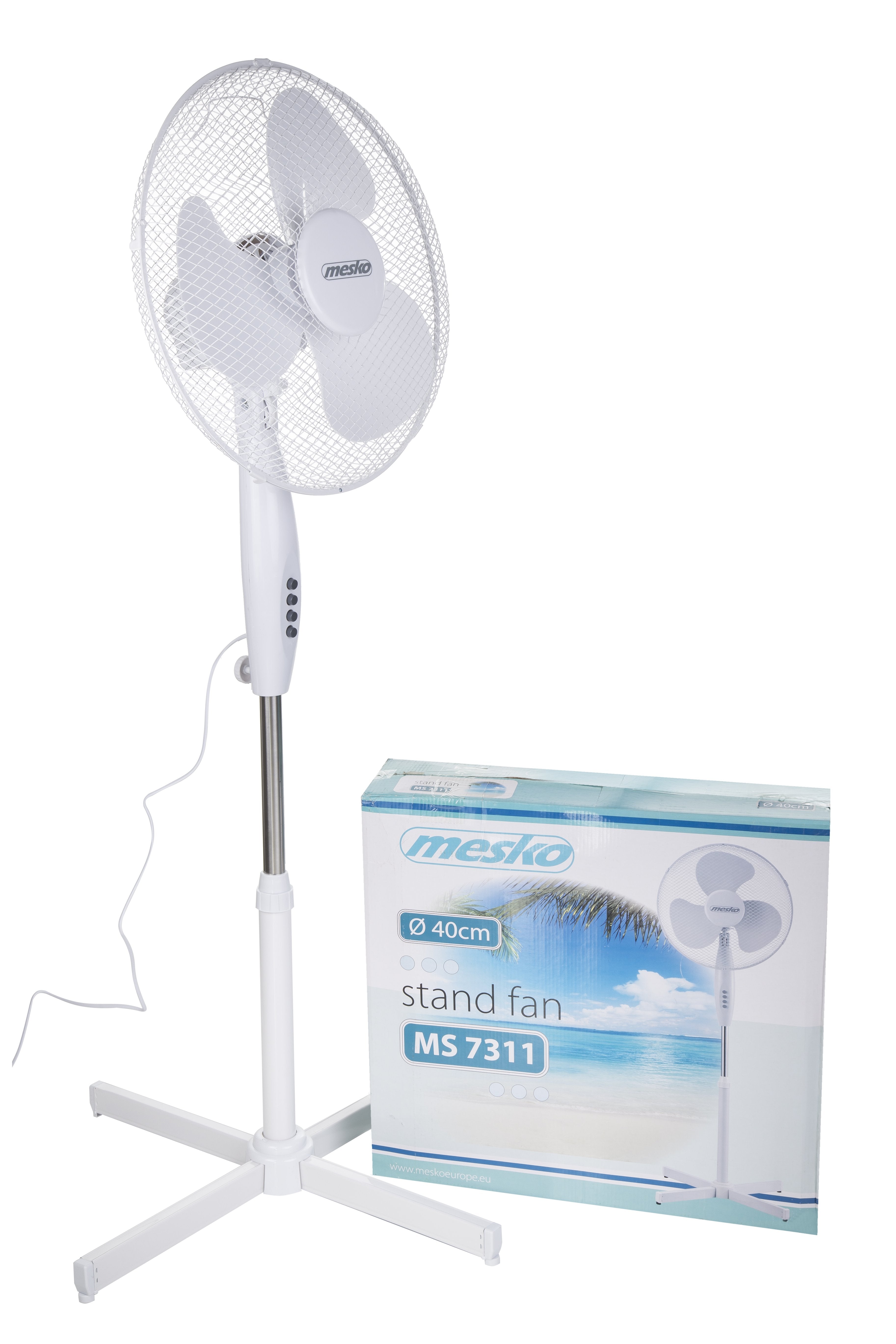 Ventilador Pie Oscilante 40 Cm, 3 Velocidades, Altura Ajustable, Bloqueo Oscilación Negro 90w Mesko Ms 7311