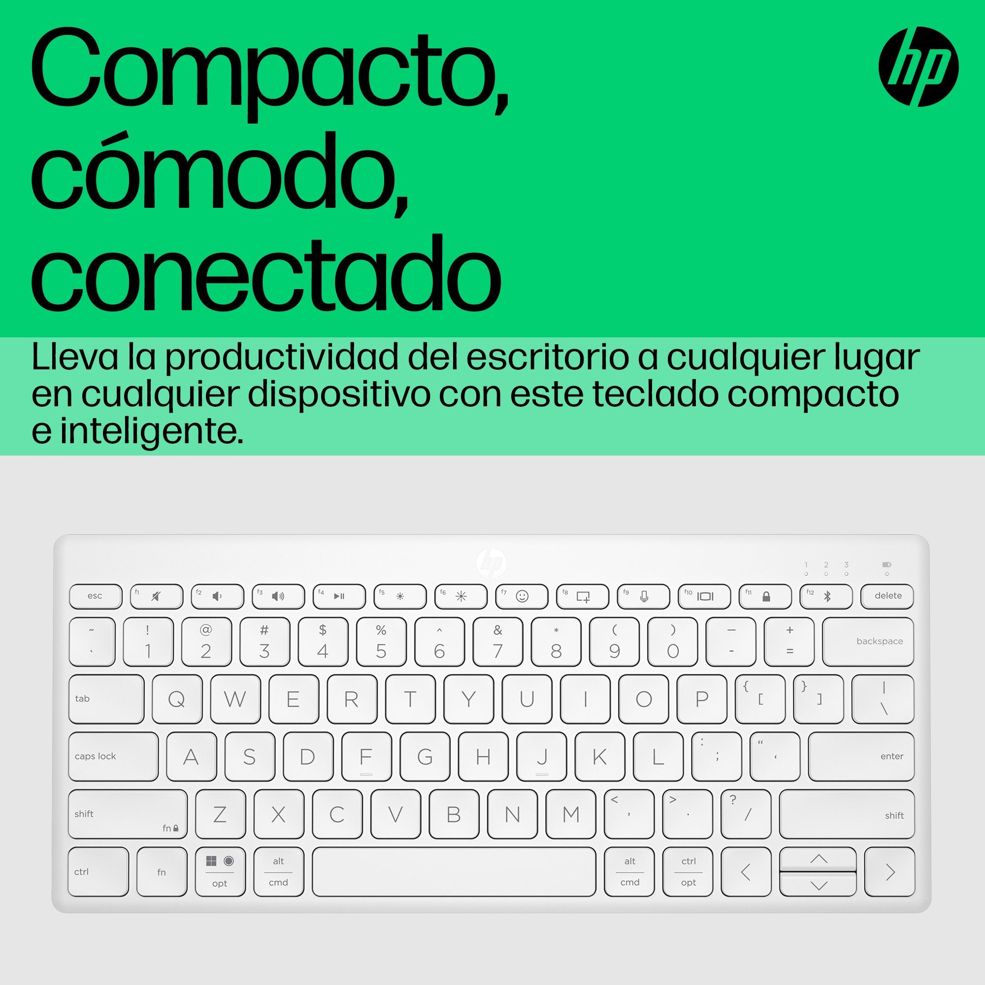 EAN 0196548516650 - HP 350 WHT Compact Multi-Device Keyboard teclado Hogar Blanco imagen 3