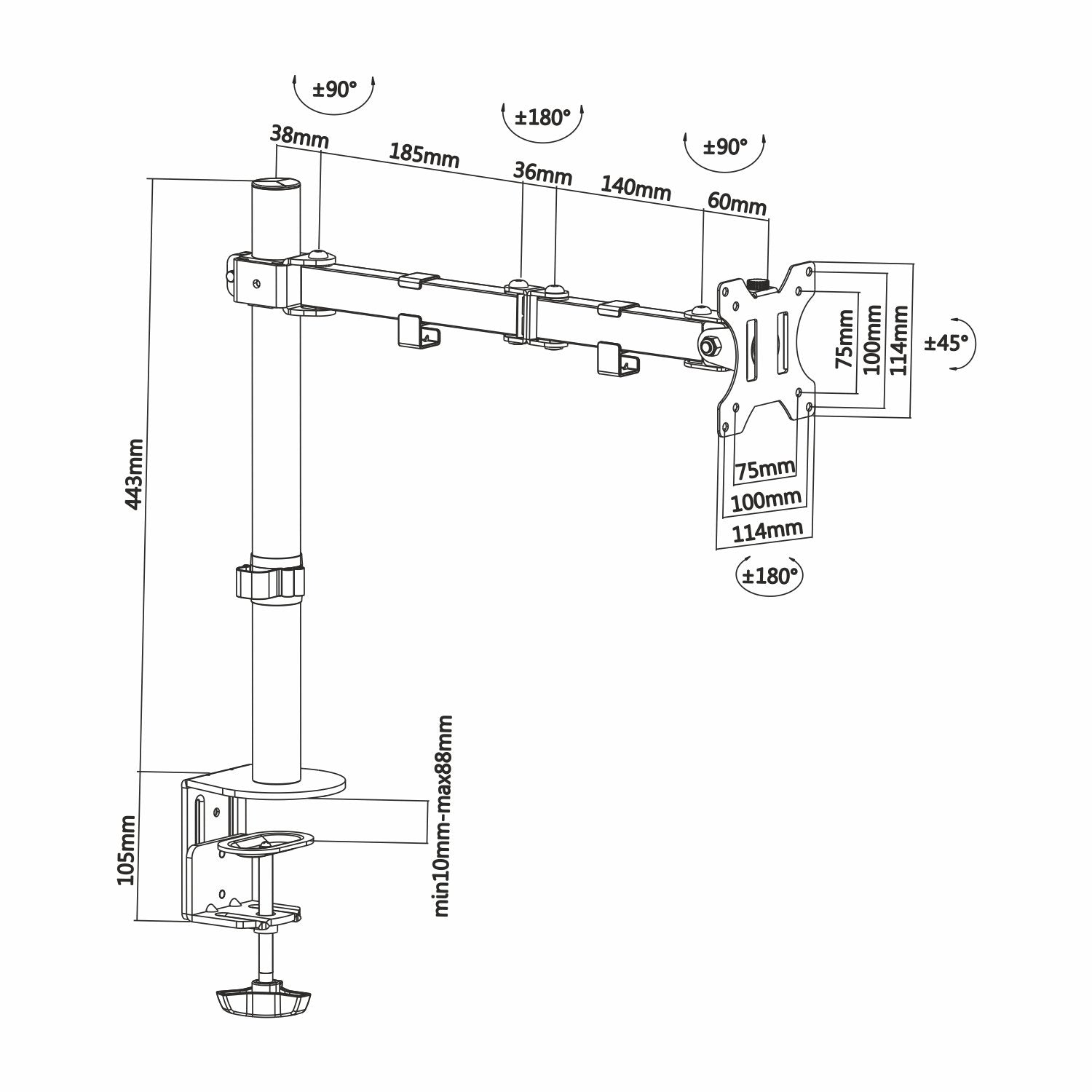 EAN 8436574703429 - AISENS DT32TSR-039 soporte para monitor 81,3 cm (32") Escritorio Negro imagen 6
