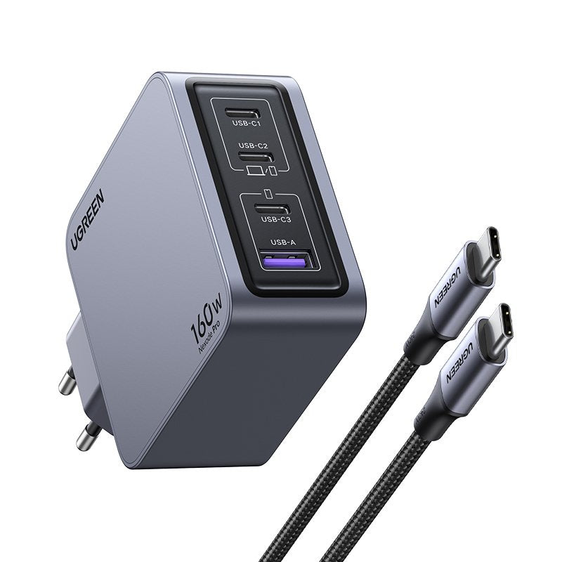 EAN 6941876228775 - Ugreen Nexode Pro 160W GaN Charger with USB-C Cable Universal Negro, Gris Corriente alterna Carga rápida imagen 3