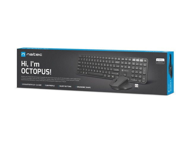 Teclado Ingles + Raton Natec Octopus 2 Bt+Usb Us