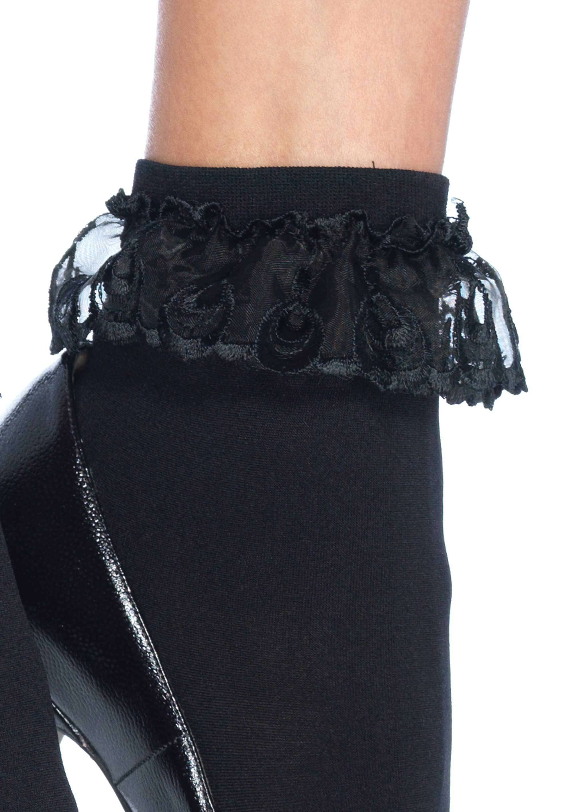 Leg Avenue - Calcetines Negros Con Volante Decorativo