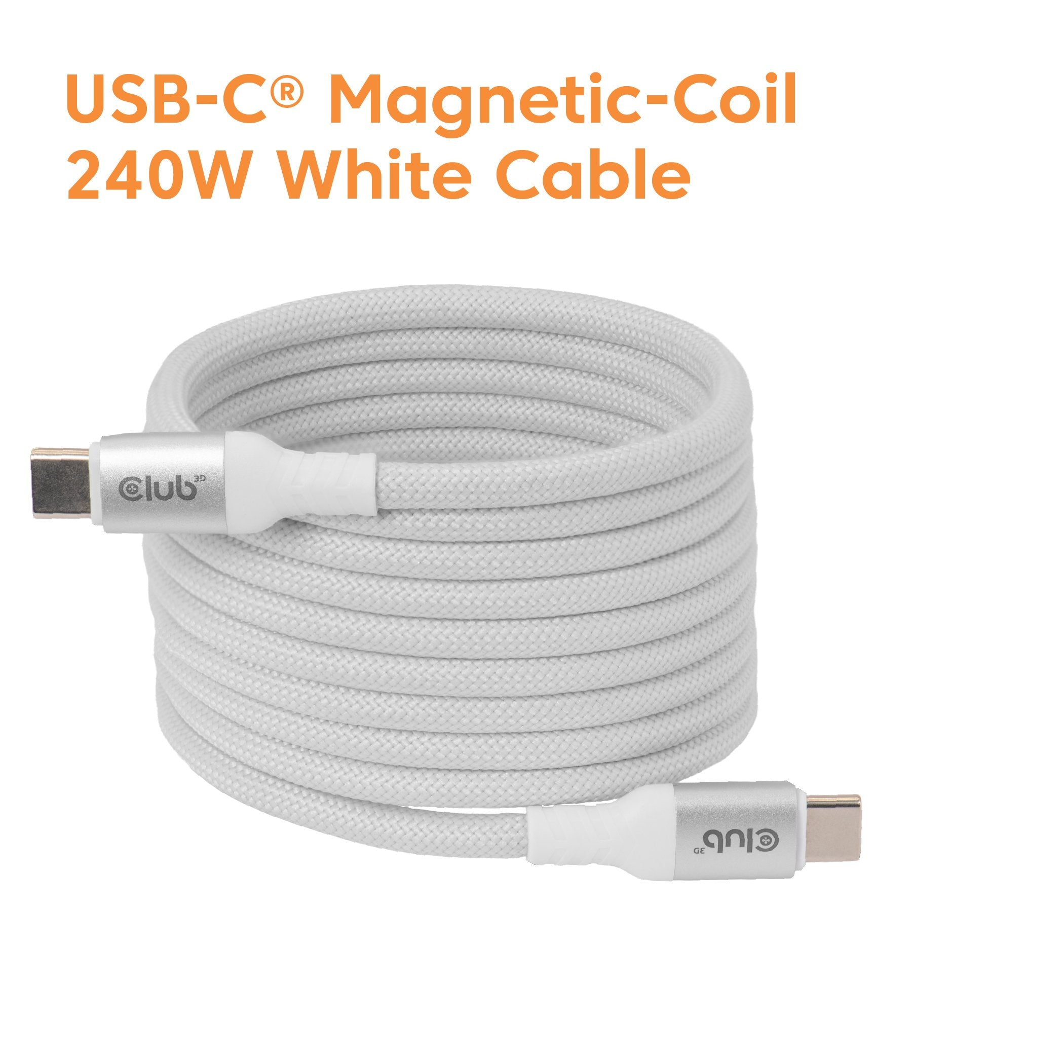 EAN 8719214473617 - CLUB3D CLUB 3D USB-C Magnetic-Coil Cable White cable USB 2 m USB C Blanco imagen 3