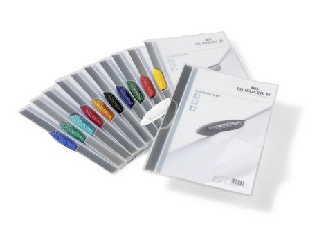 Durable Swingclip 30 Carpeta De Plastico Con Pinza Giratoria - Tamaño A4 - Capacidad Hasta 30 Hojas - Pinza De Color