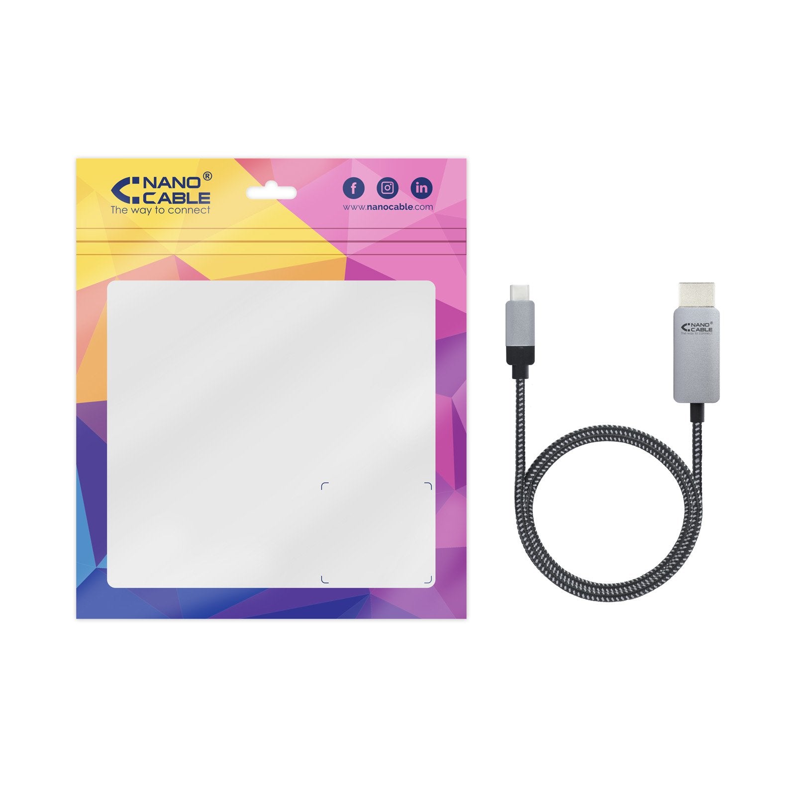 EAN 8433281009899 - Nanocable 10.15.5102 adaptador de cable de vídeo 1,8 m USB Tipo C HDMI Aluminio, Negro imagen 6