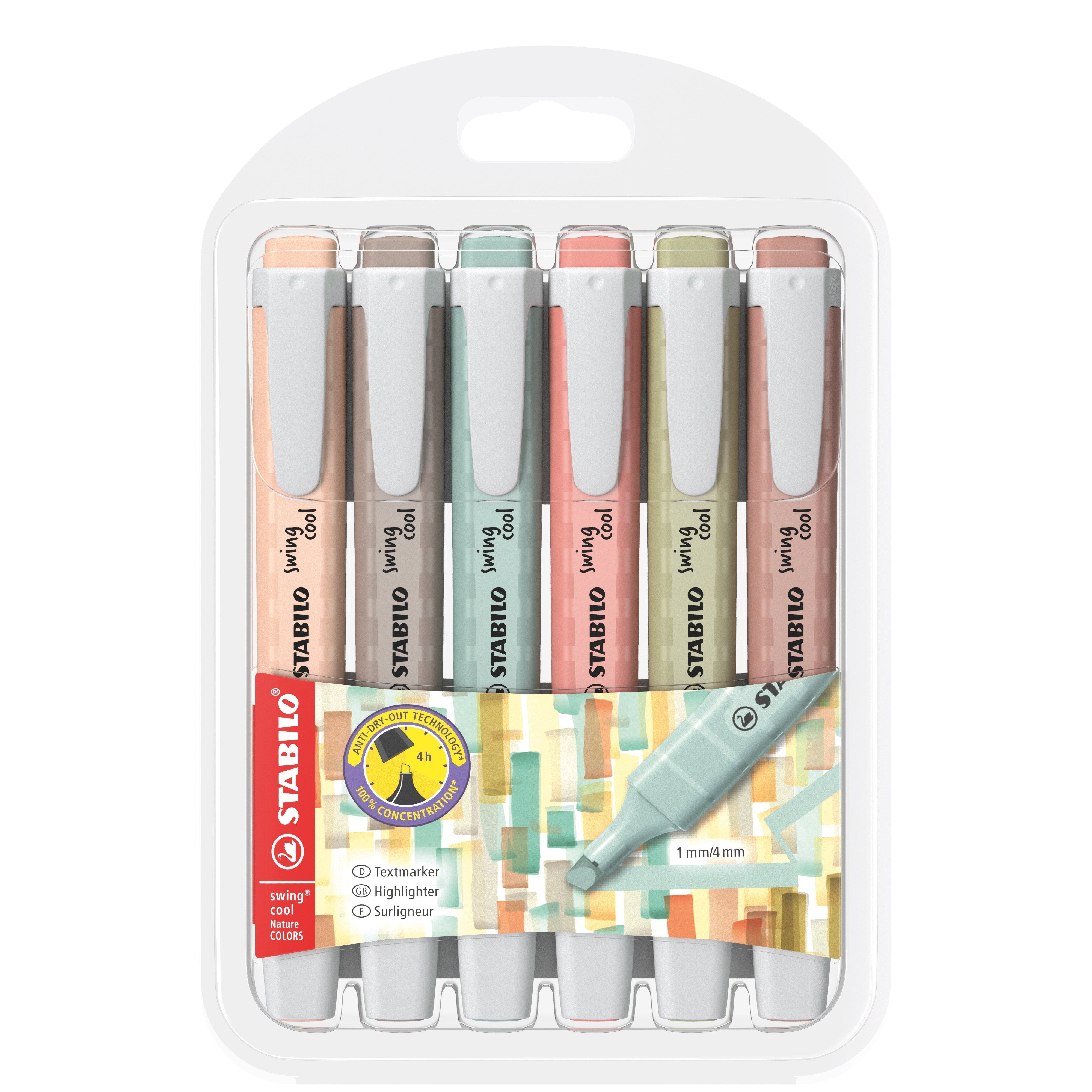 EAN 4006381619998 - STABILO swing cool NatureCOLORS marcador 6 pieza(s) Punta de cincel Multicolor imagen 1