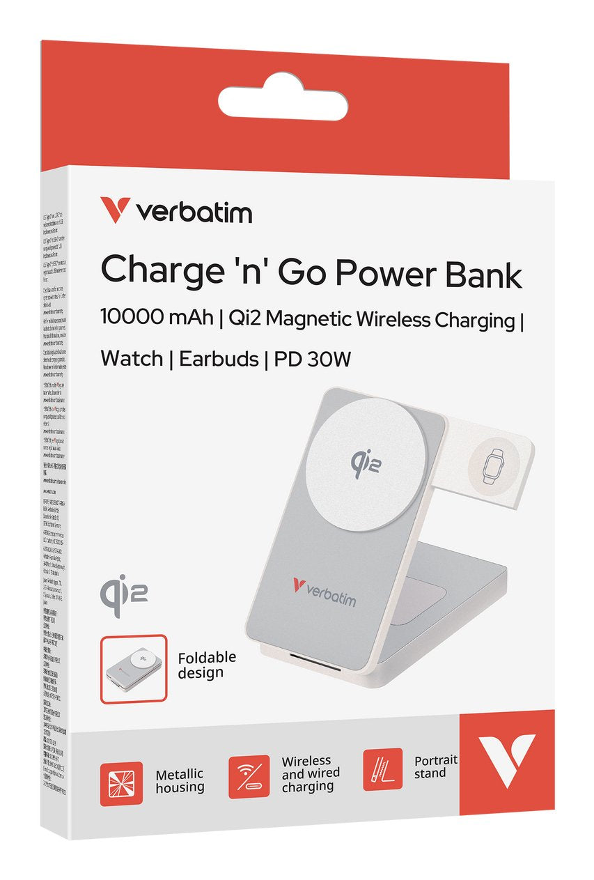 Verbatim Foldable 3-In-1 Magnet. Wireless Pb 10000mah Weiss 32296