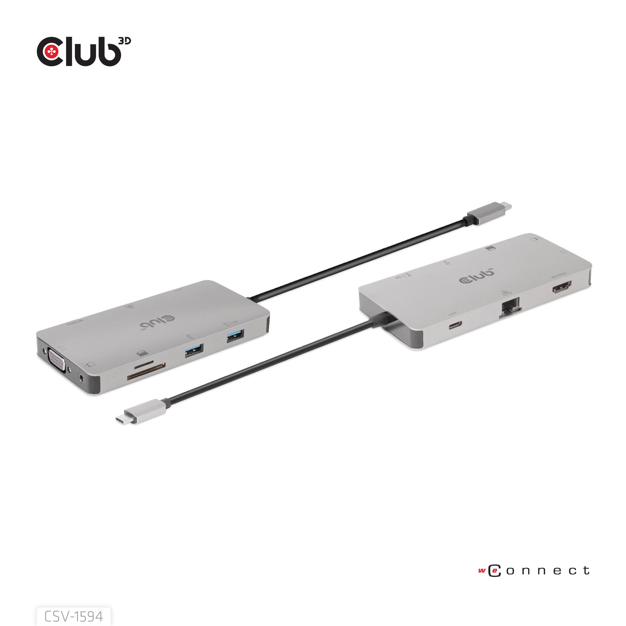 Club3d Usb-9-In1-Hub Usb-C > Hdmi/Vga/2xusb/Usb-C/Rj45/Sd Retail