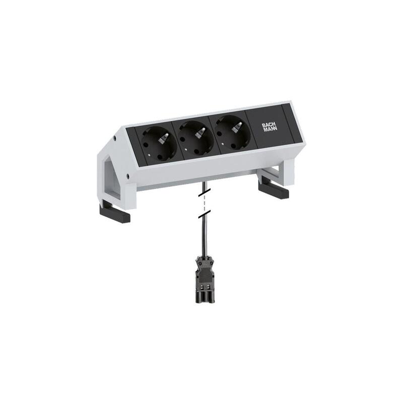 Bachmann Desk 2 Interior 3ac Outlet(S) 0.2m Negro, Color Blanco Base Múltiple, Regleta Blanco/Negro, Interior, 0,2 M, 3 Salidas Ac, Negro, Blanco, Aluminio, 1 Pieza(S)