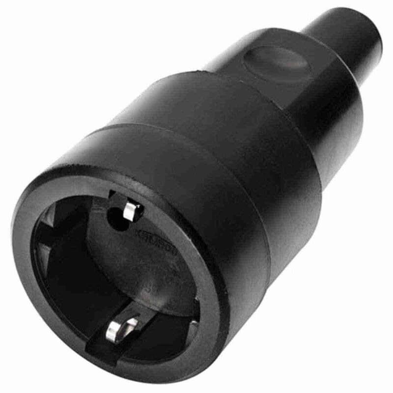 Bachmann Goma Maciza Acoplador Cee7 3 Vollgmmi Ip44 Vde, Protección Antidoblez Montable, Negro